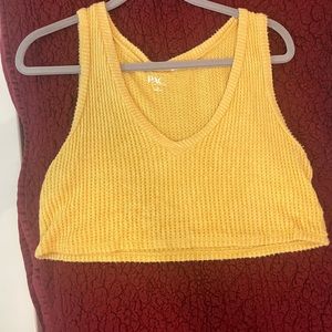 waffle knit oversized cropped tank top